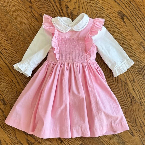 Antoinette Paris Pink smocked Pinafore Dress and Blouse 🇫🇷 💗